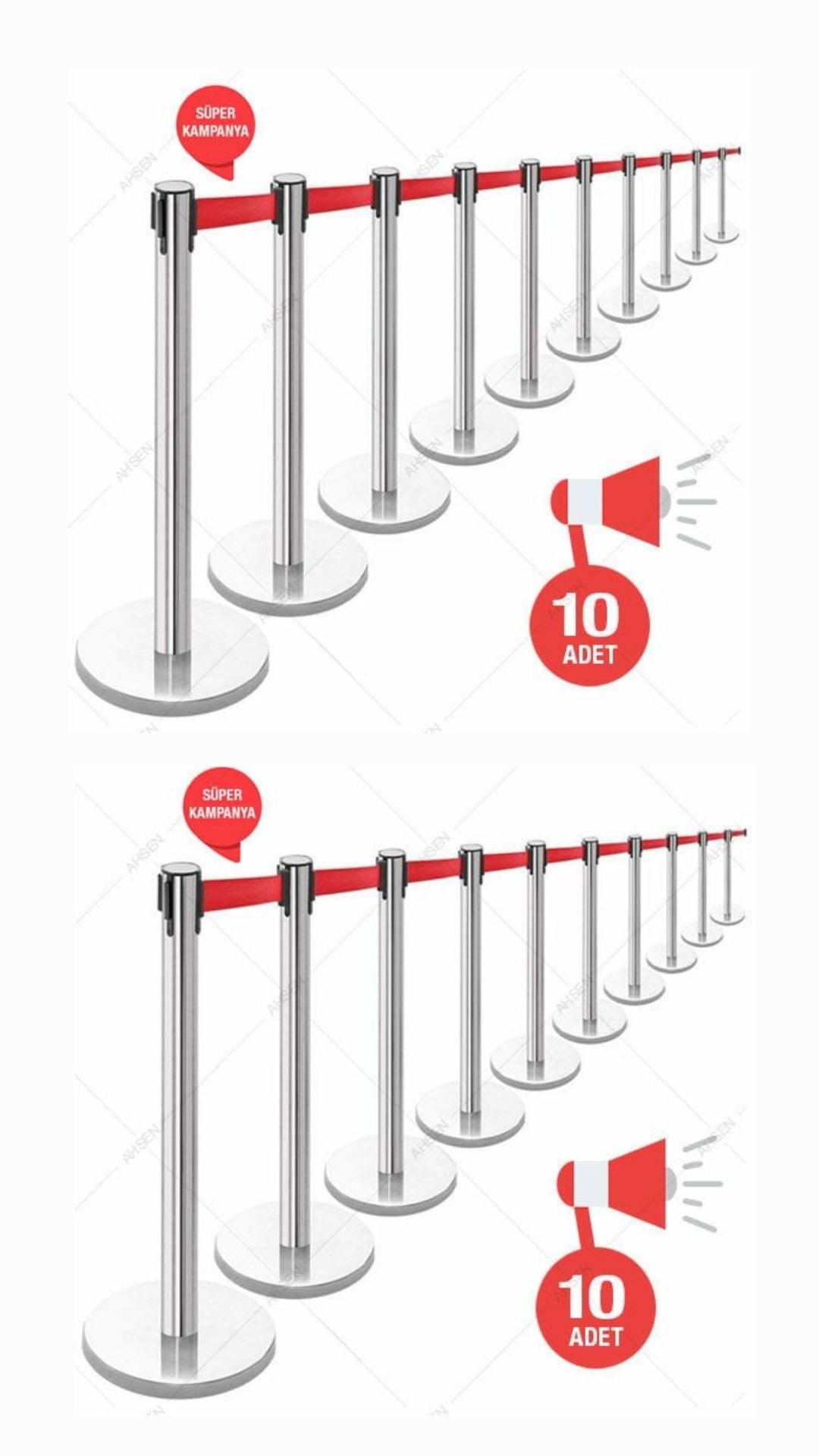 Yönlendirme Şerit Bariyeri  krom kaplı 3 metre (20 Adet)